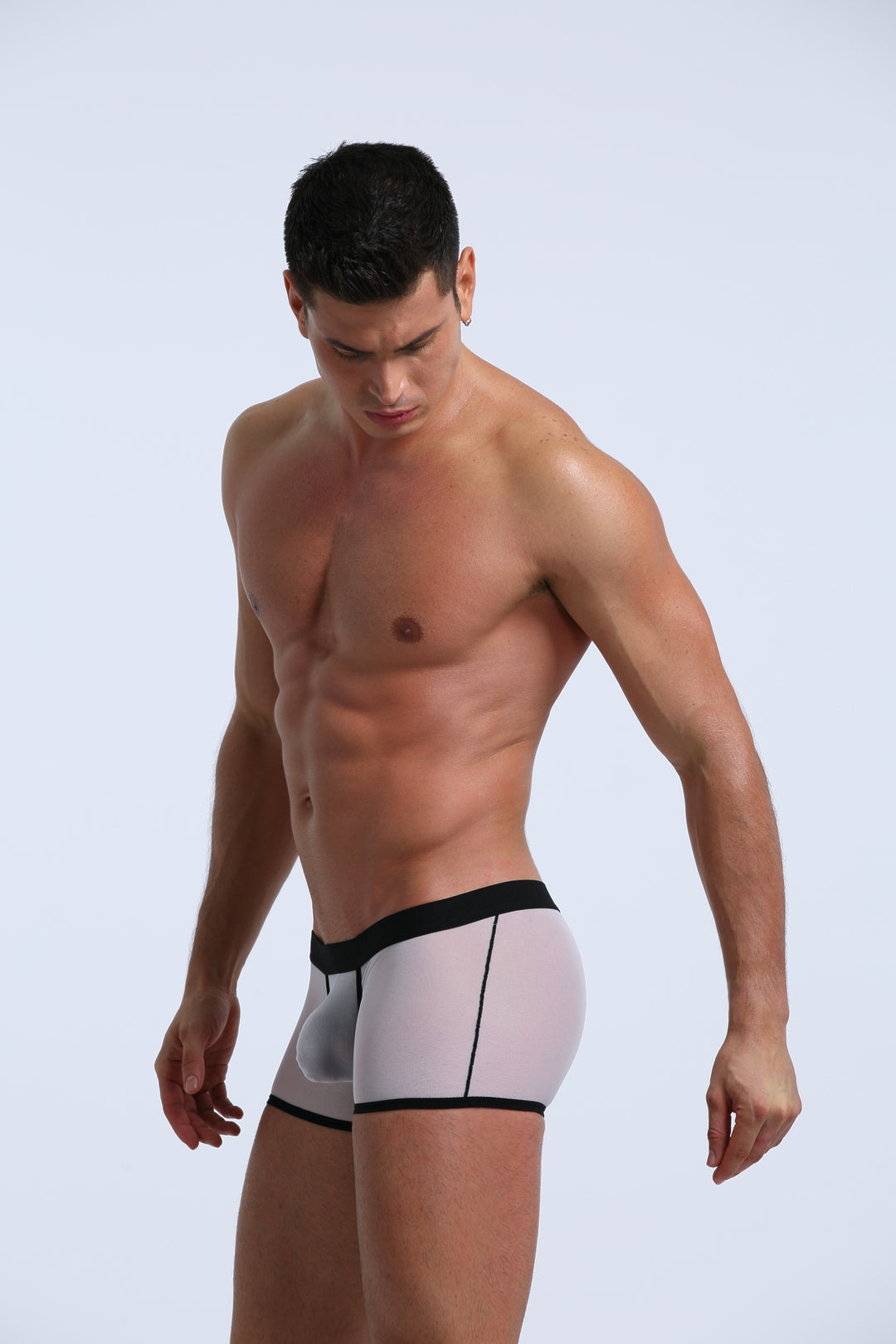 Karenspace Sexy Herren Low-Rise Trunk Nylon Transparent Atmungsaktiv