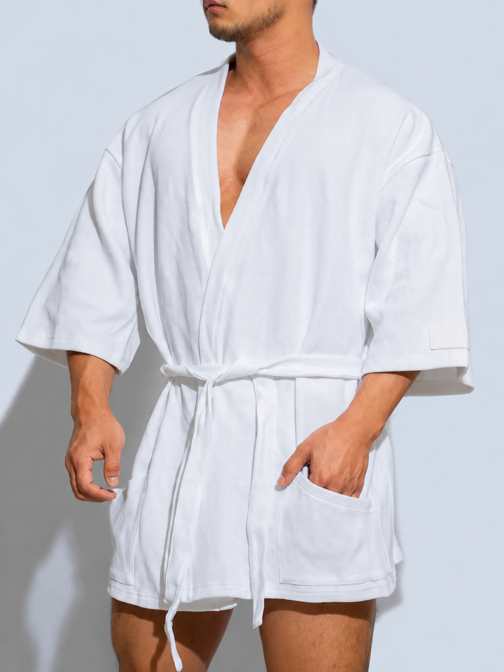 Peignoir court en coton pour homme
