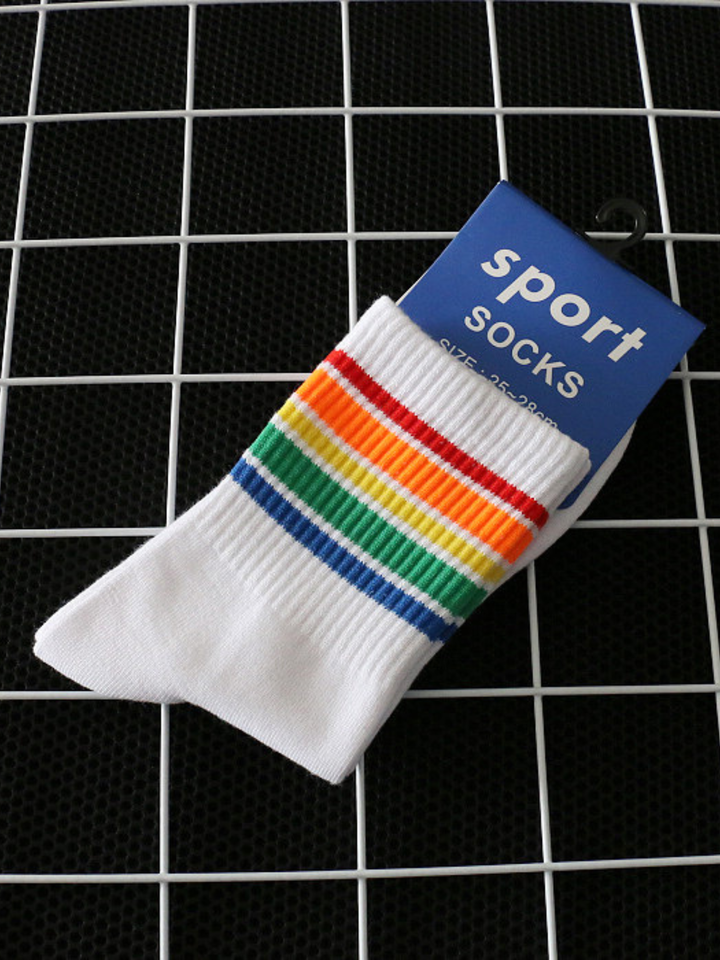 Baumwolle Herrensocken 1 Paar Regenbogen