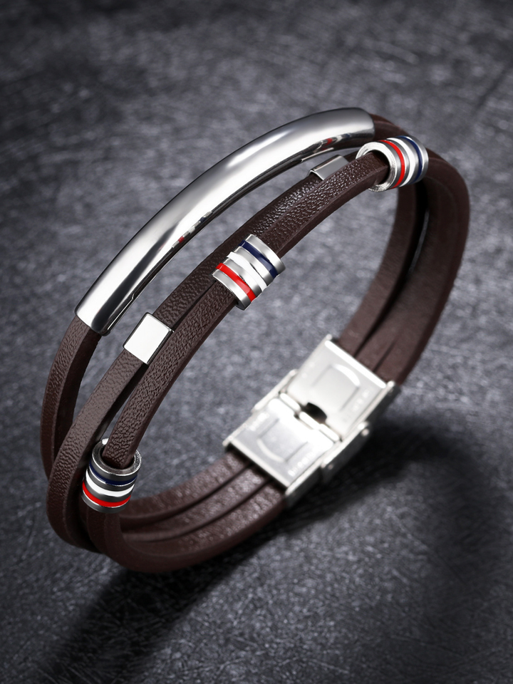 Armband Edelstahl Kunstleder