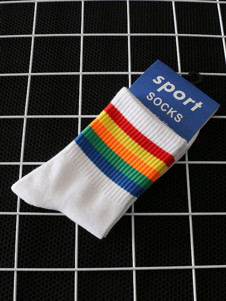 Baumwolle Herrensocken 1 Paar Regenbogen