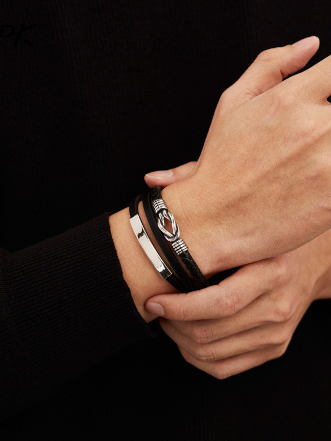 Armband Titan mit Leder 21cm