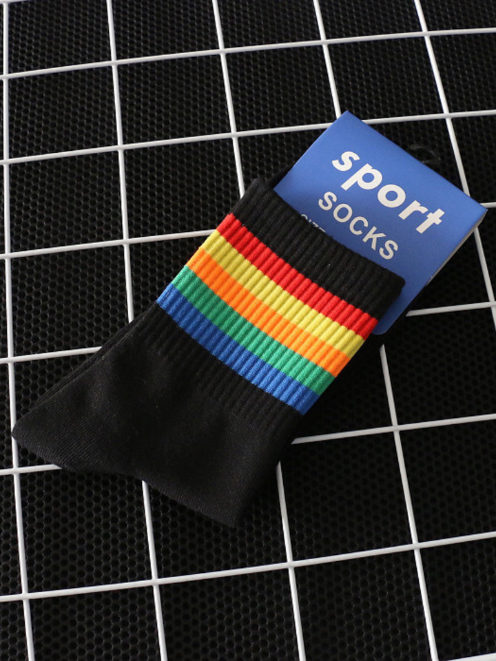 Baumwolle Herrensocken 1 Paar Regenbogen