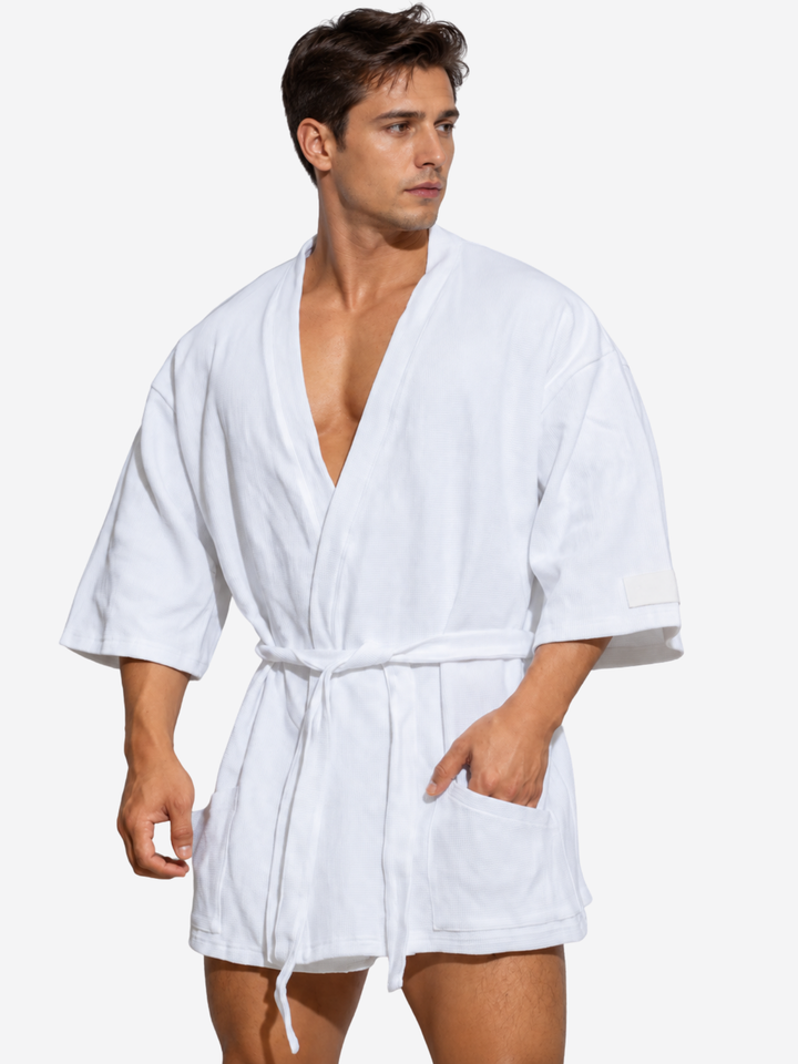 Peignoir court en coton pour homme