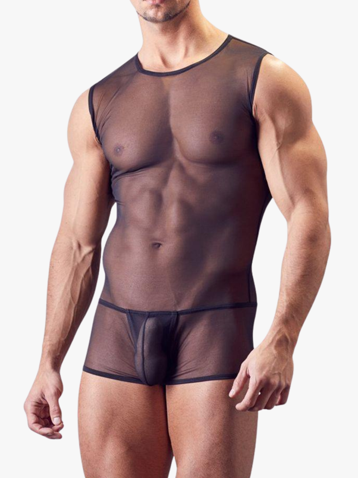 Herren Mesh Bodysuit mit String
