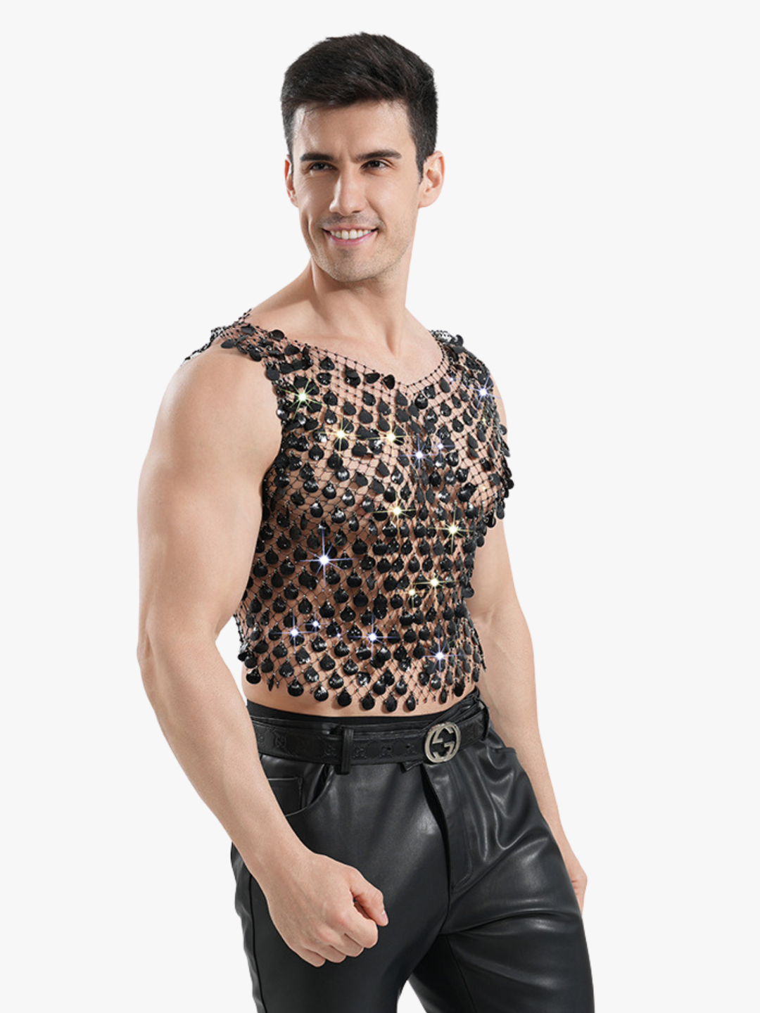 Party T-Shirt Ärmellos mit Muschelschmuck