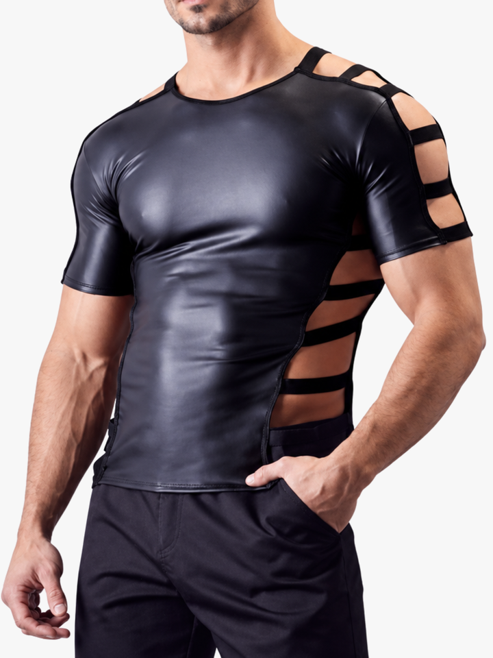 Lackleder Shirt mit Elastischen Band