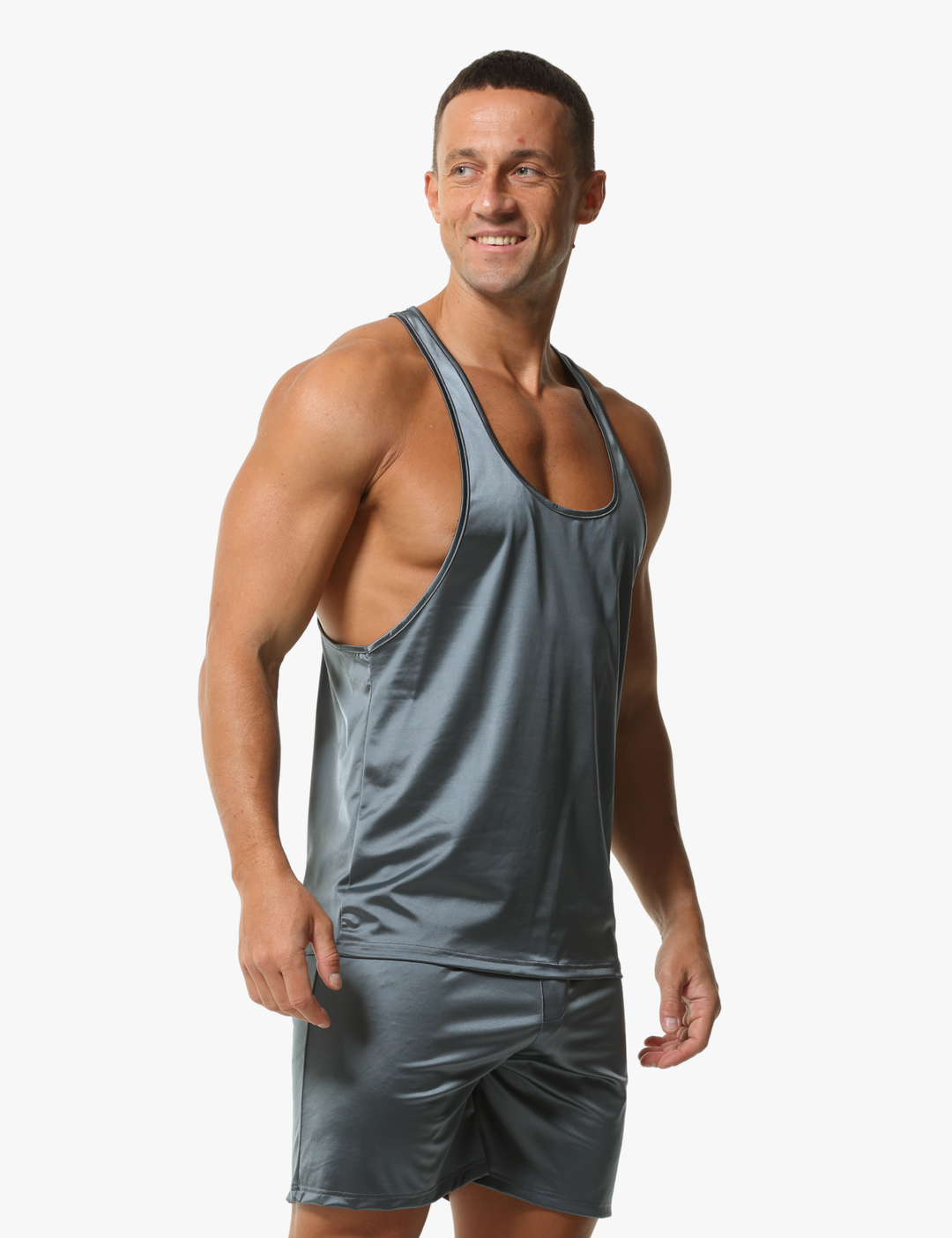 Ärmelloses Tanktop mit Seiden-Effekt