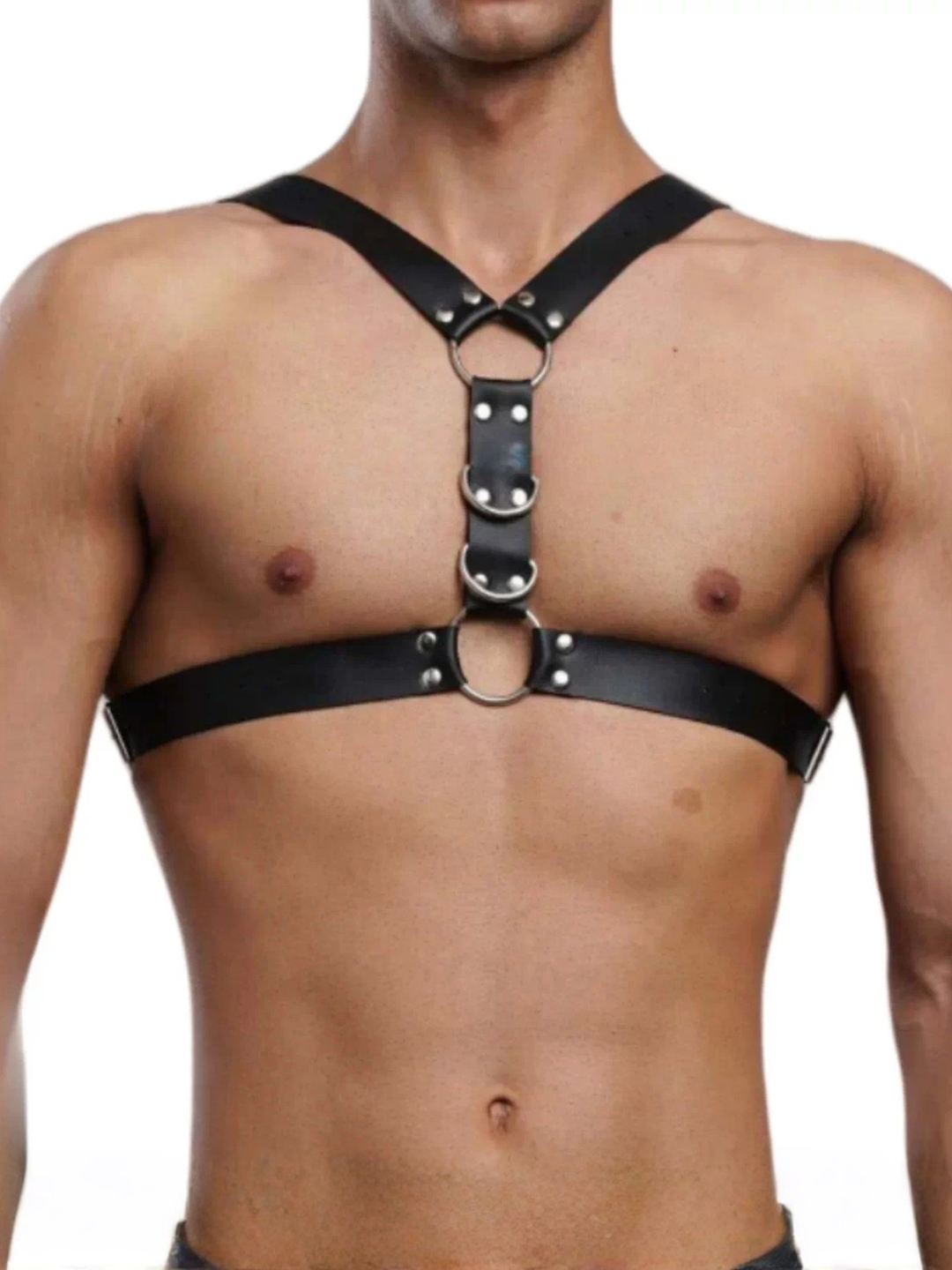 Faux leather chest harness