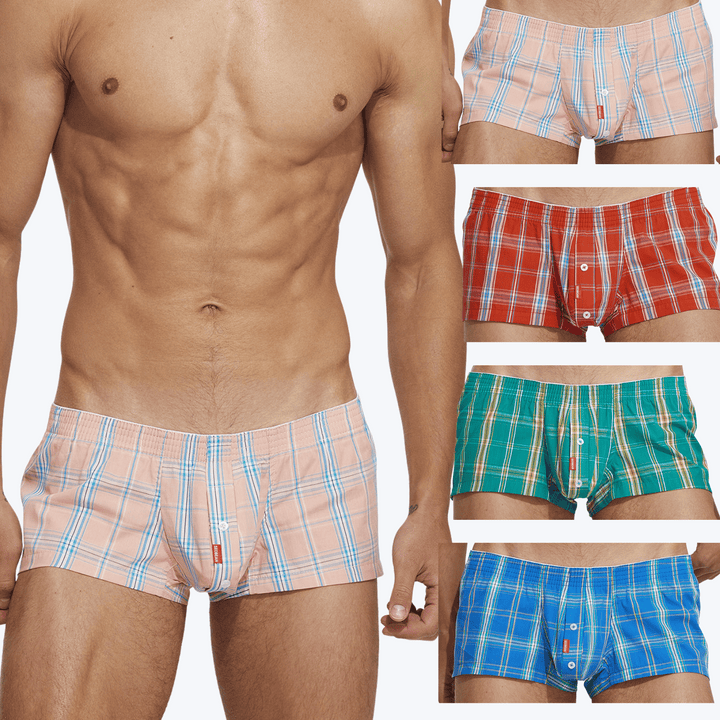 SEOBEAN Low-Rise Baumwolle Checkered Boxershort Trunk