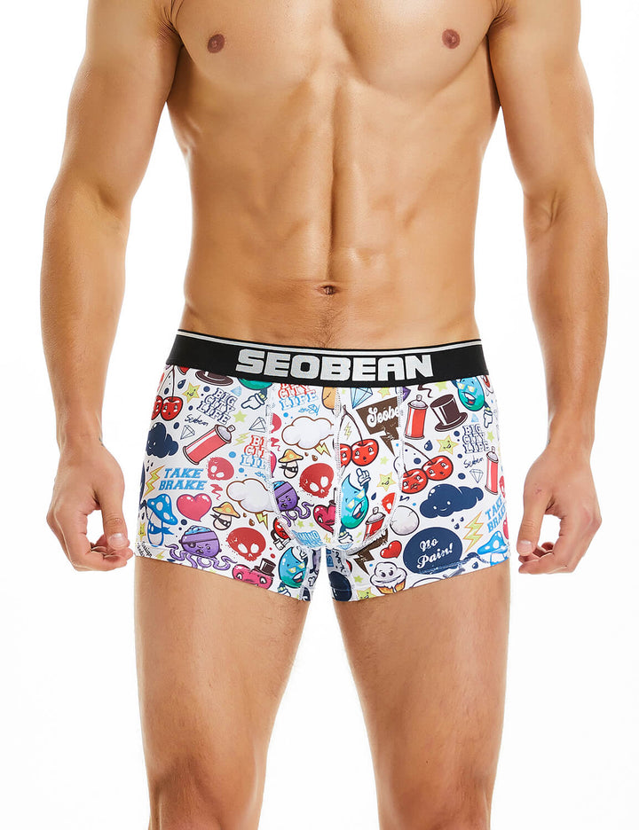 SEOBEAN Classic Solid Low-Rise Boxershort GRAFFITI "Take Brake" - SEOBEAN Classic Solid Low-Rise Boxershort GRAFFITI "Take Brake" - Weiß / M (Europe Size S) - BIMONI