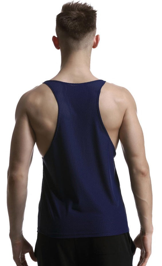 SEOBEAN GYM Mesh Fitness Tank Top - SEOBEAN GYM Mesh Fitness Tank Top - Dark Blue / M (Europe Size S) - BIMONI