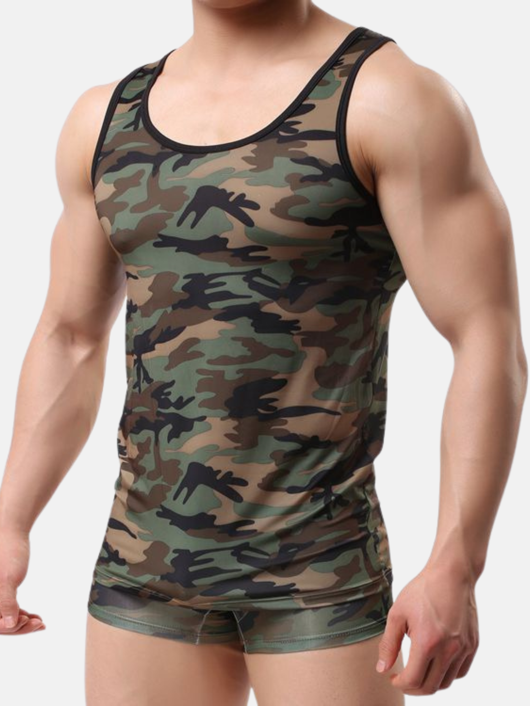 Ärmelloses Netz Tanktop Camouflage