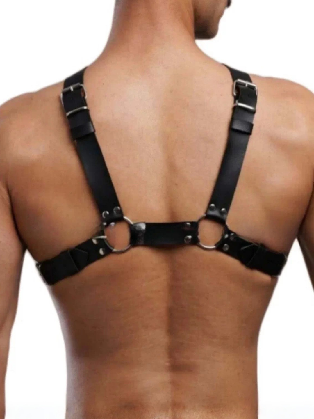 Faux leather chest harness