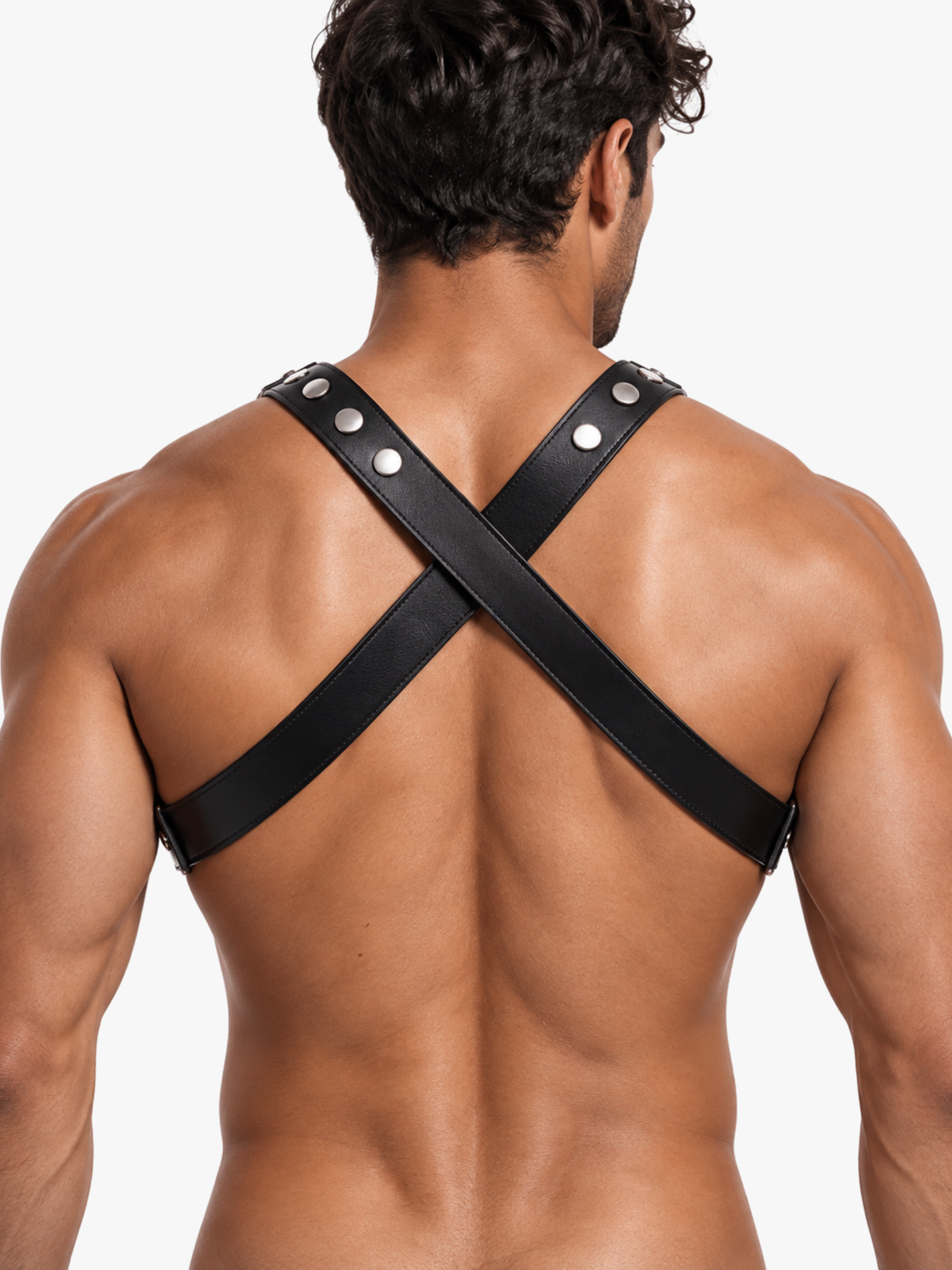 Cross-Strap PU-Leder Harness mit Nieten