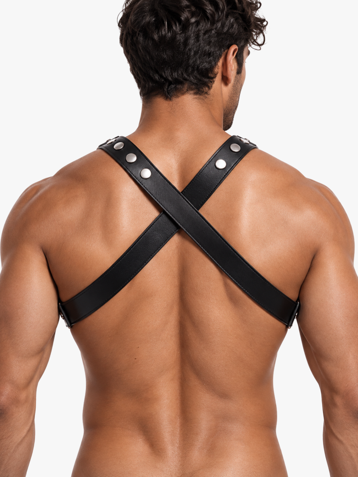 Cross-Strap PU-Leder Harness mit Nieten