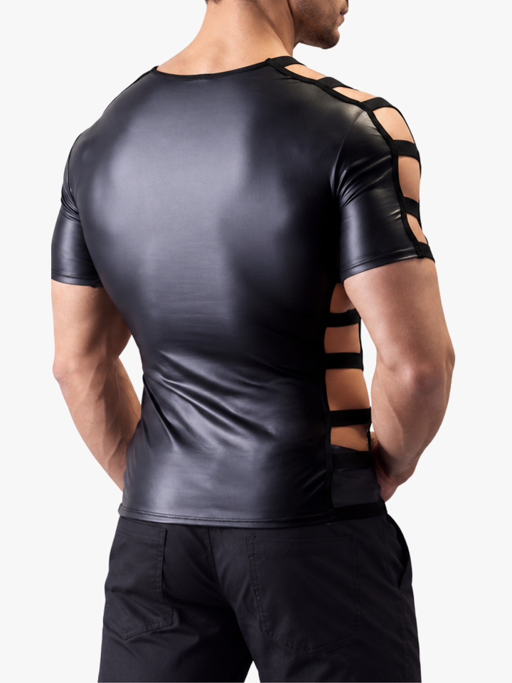 Lackleder Shirt mit Elastischen Band