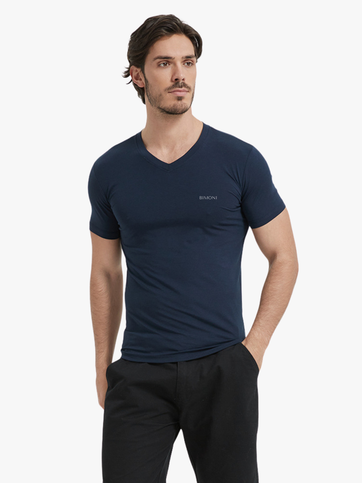 BIMONI T-Shirt mit V-Ausschnitt Extra Elastisch