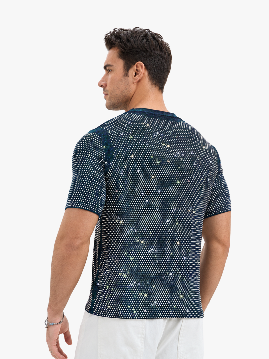 Glitzer Party T-Shirt Herren – mit Strass-Look