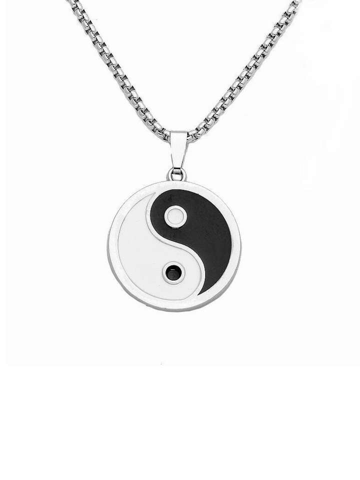 Halskette aus Edelstahl – Yin-Yang  Anhänger mit 60 cm Kette