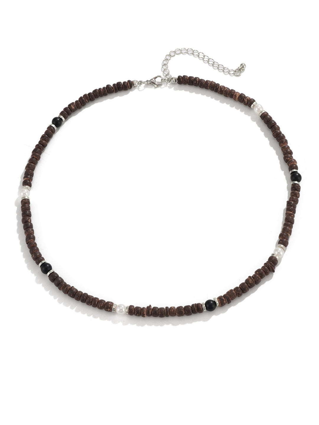 Halskette mit braunen Perlen und Naturstein-Details