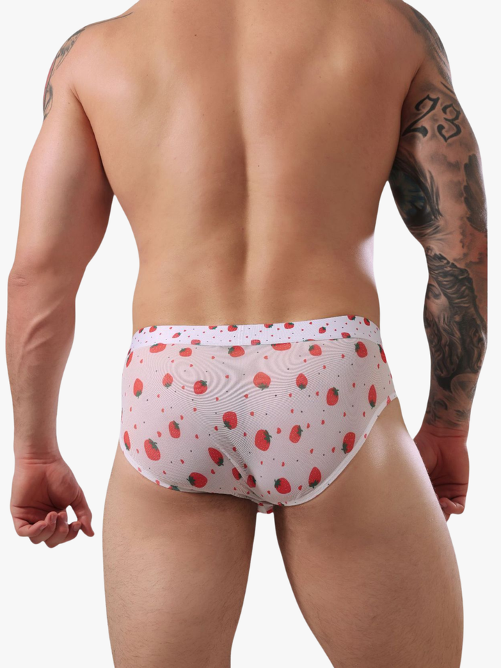 Low-Rise Brief mit Erdbeer-Print