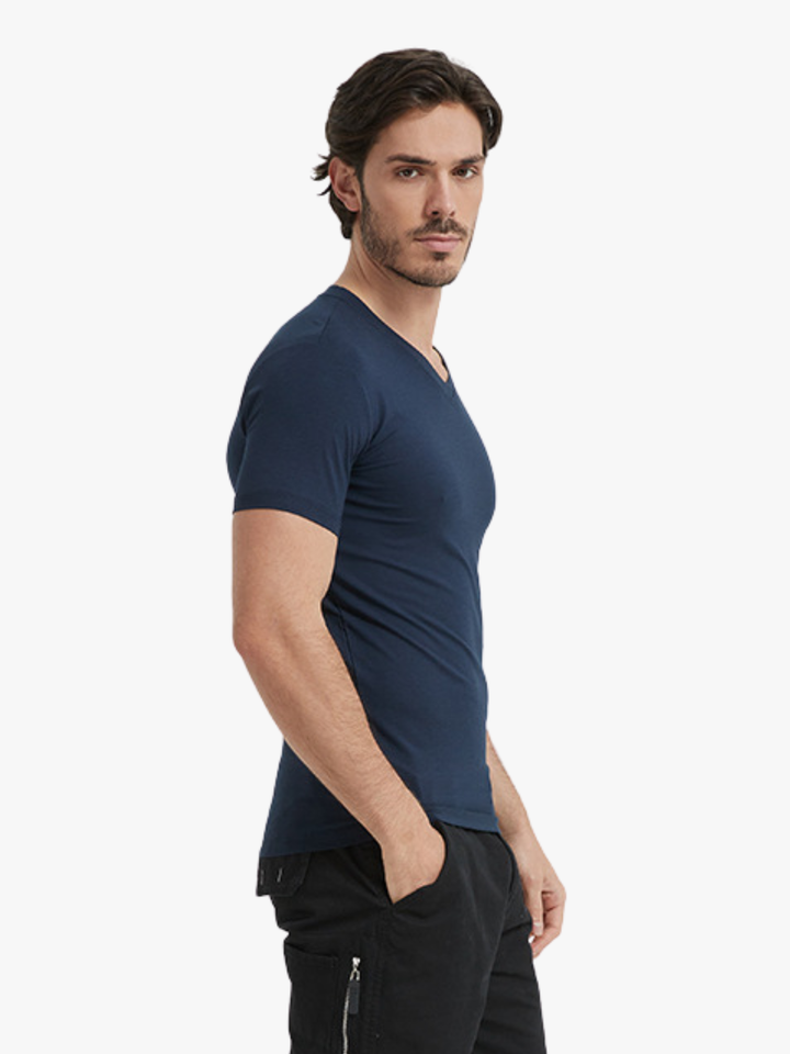 BIMONI T-Shirt mit V-Ausschnitt Extra Elastisch