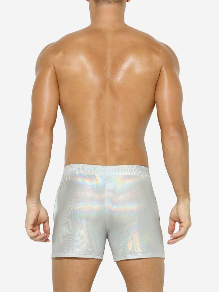 Glanz Shorts – Kurze Wetlook Shorts mit elastischem Bund