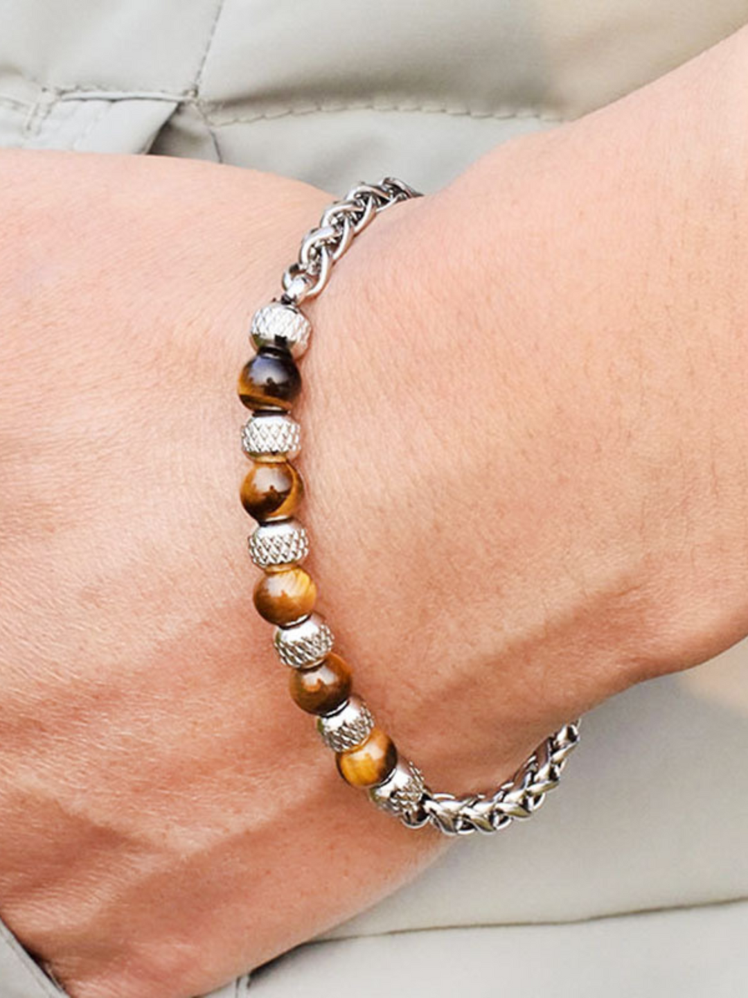 Armband Titan mit Tigeraugen 19-21cm