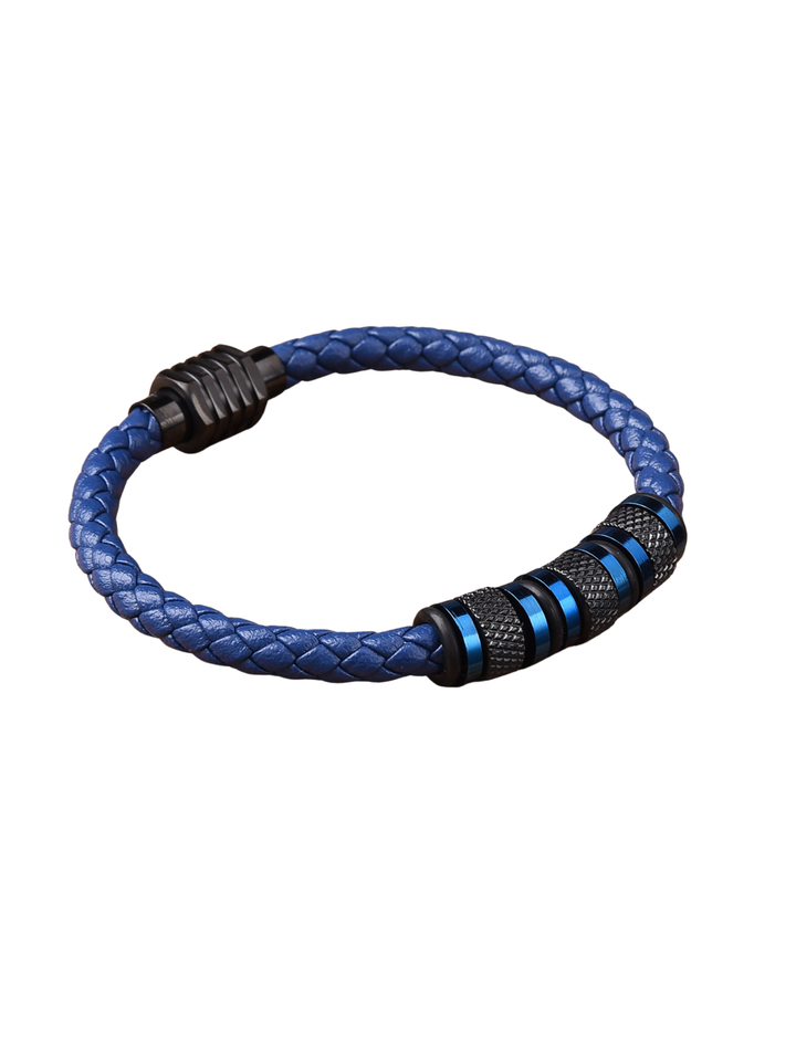 Blue bracelet with stainless steel details