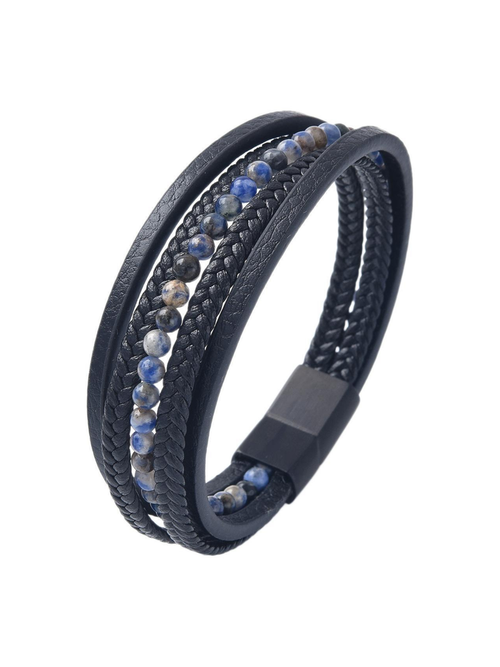 Schwarzes Herrenarmband mit Edelstein