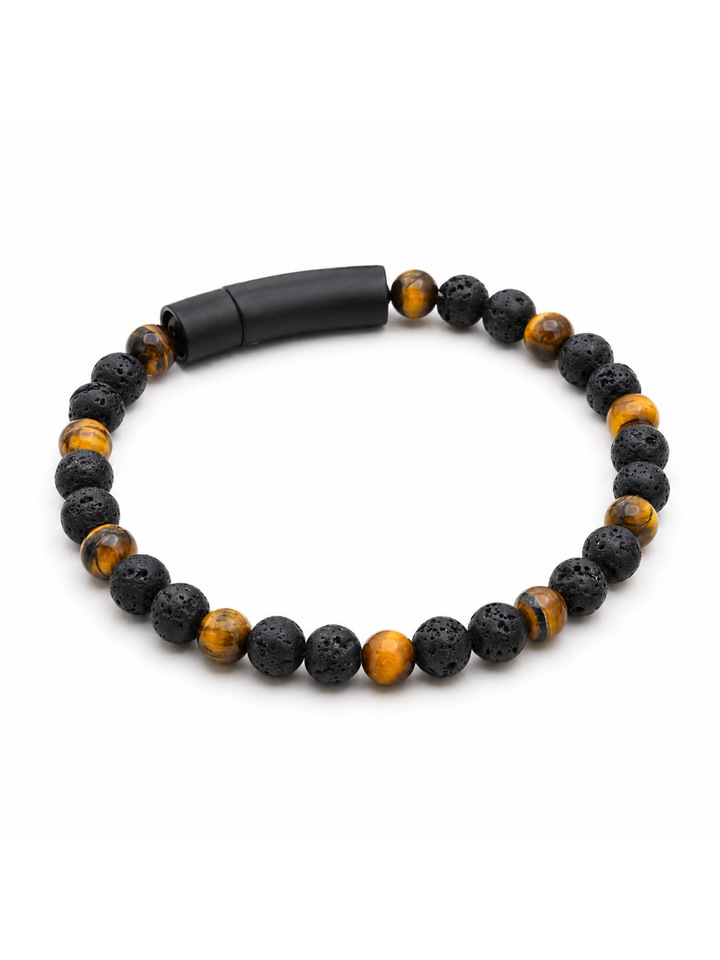 Perlenarmband mit Lava- und Tigerauge-Optik