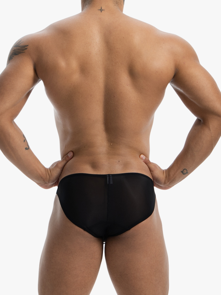 Low-Rise Mesh Slip mit Kontrastpaspel – Transparenter Netz Brief