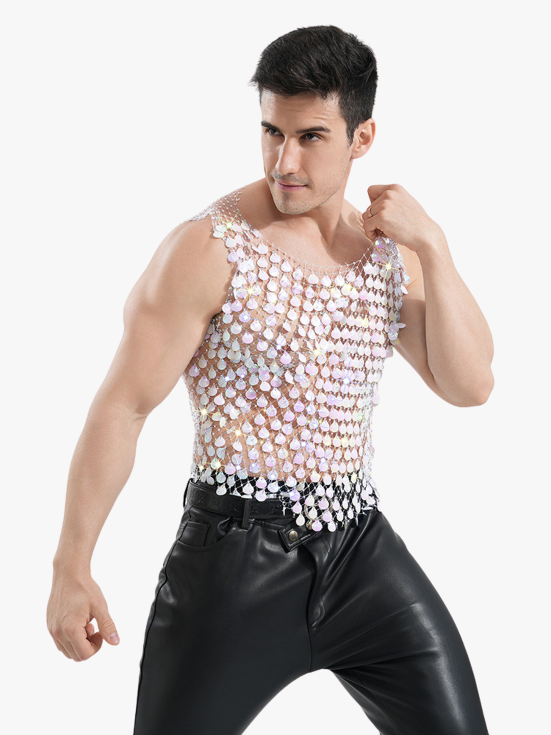 Party T-Shirt Ärmellos mit Muschelschmuck