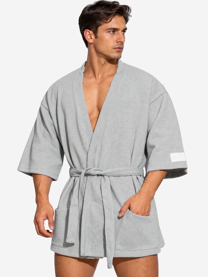 Peignoir court en coton pour homme