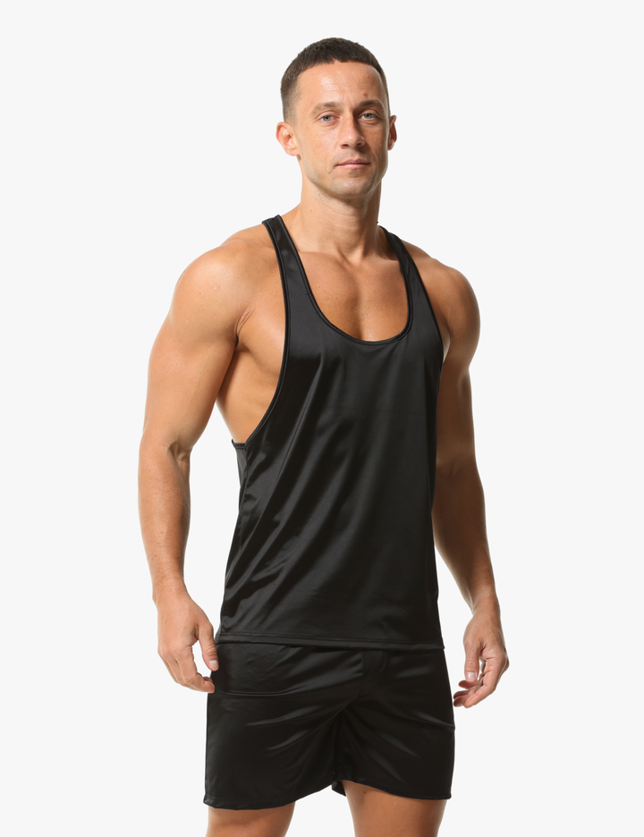 Ärmelloses Tanktop mit Seiden-Effekt