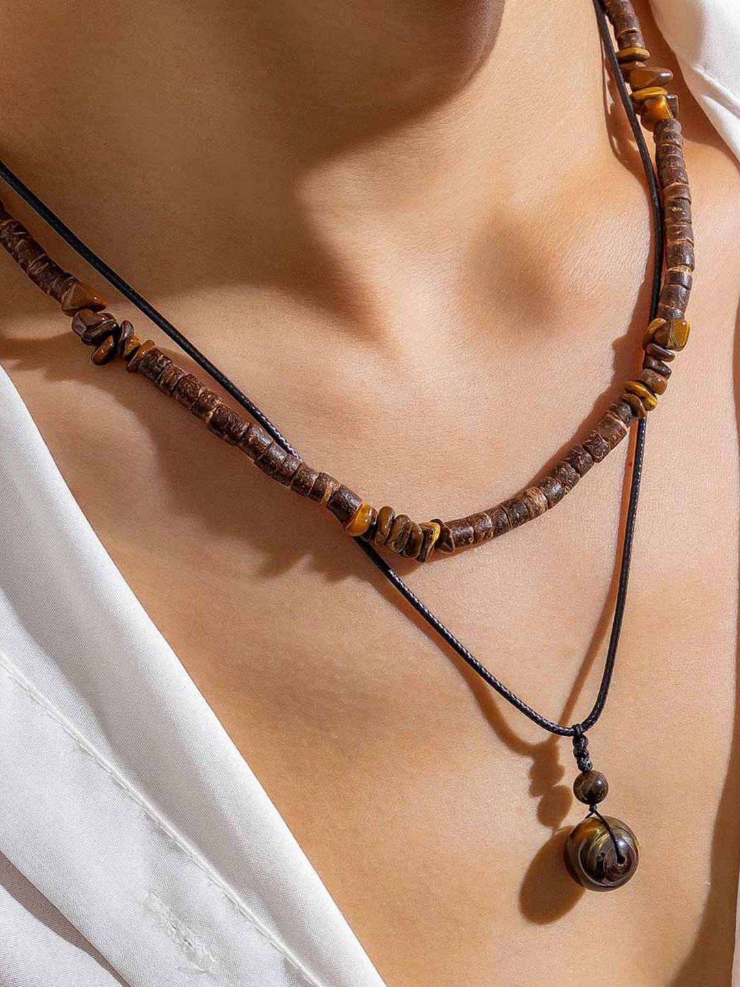 Halskette 45+7cm Holz