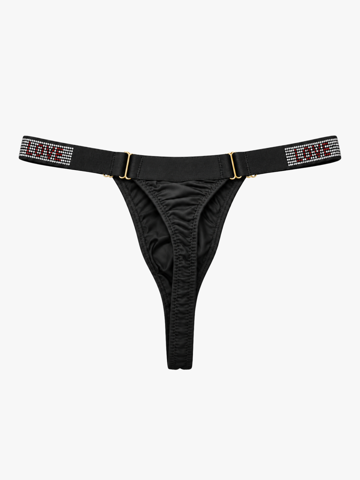 String mit schmalem Schnitt und dekorativem Strass-Bund