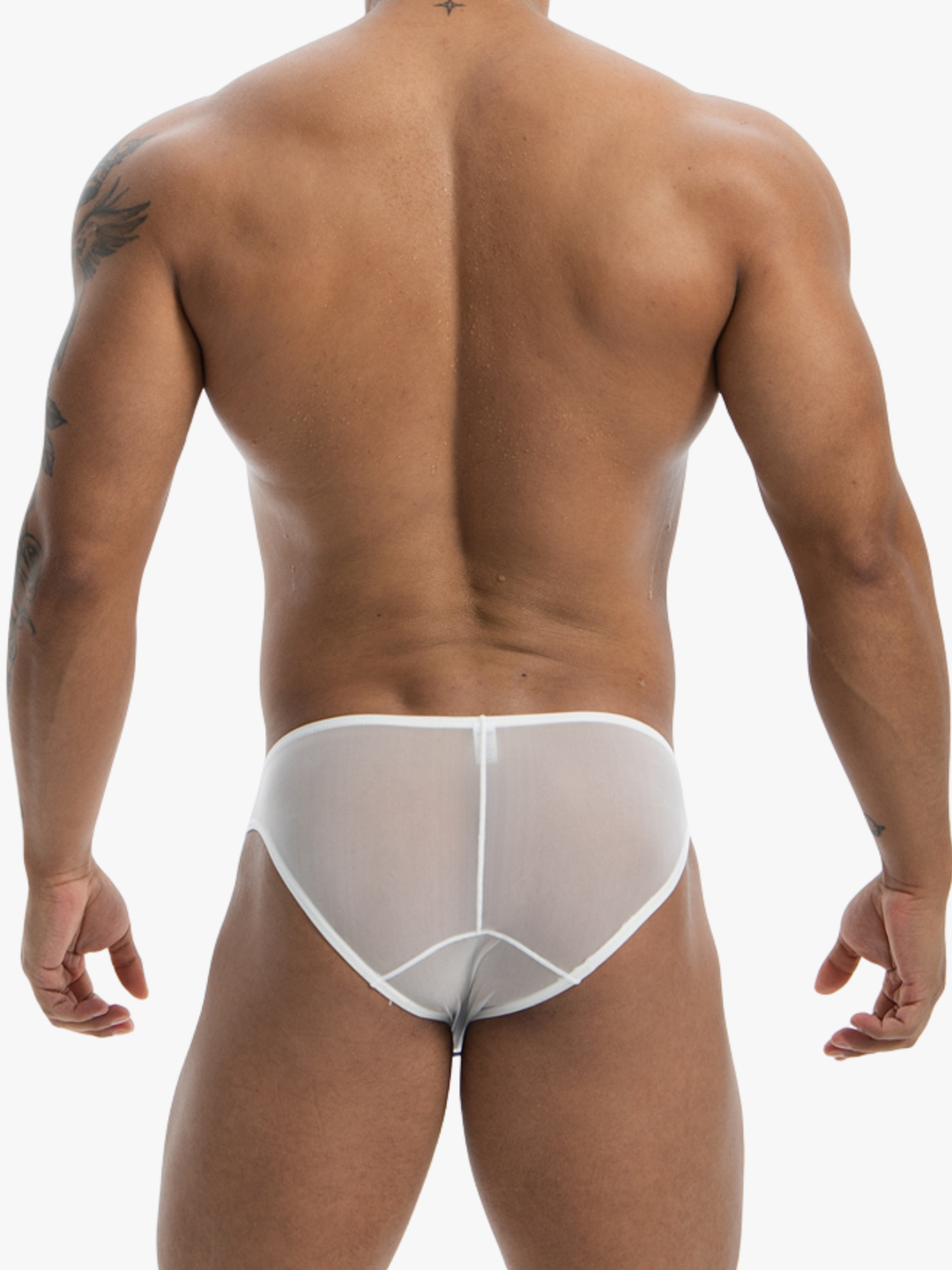 Low-Rise Mesh Slip mit Kontrastpaspel – Transparenter Netz Brief