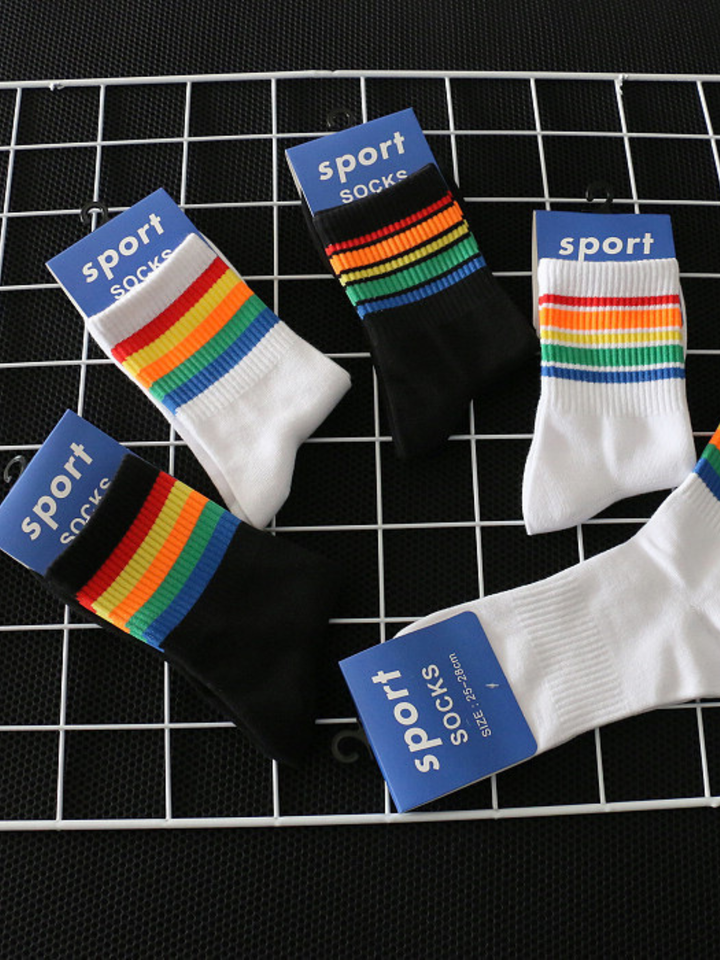 Baumwolle Herrensocken 1 Paar Regenbogen