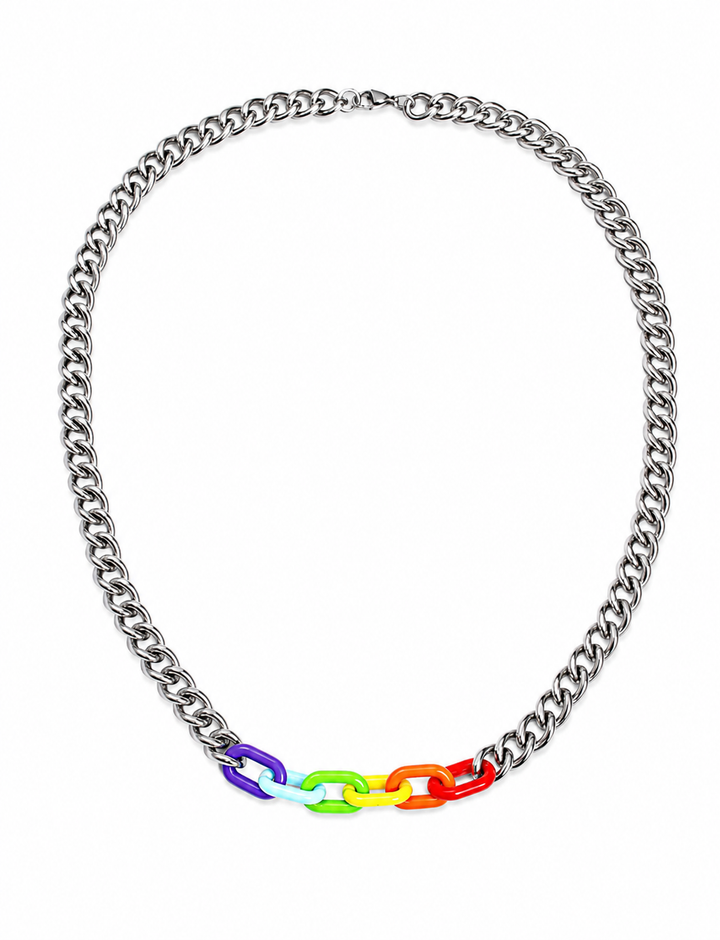BIMONI Titanstahl Halskette Pride Regenbogen 60cm