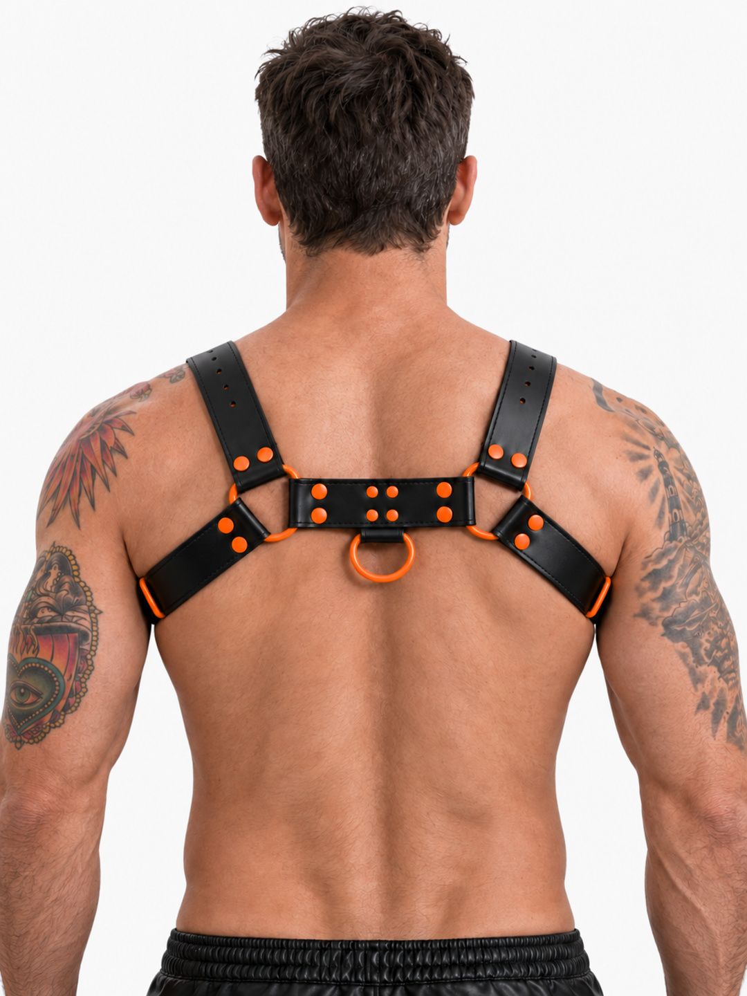 Brust-Harness Schwarz Orange/Blau