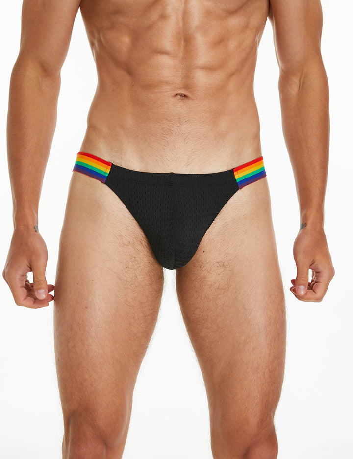 Low Rise Mesh Nylon Brief Regenbogen Pride Slip