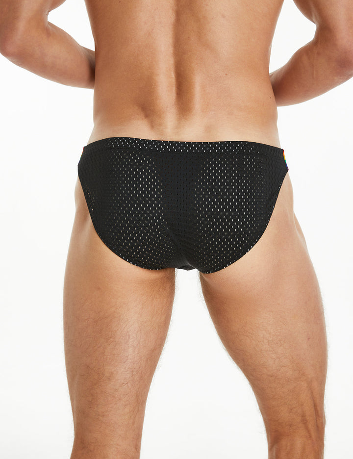 Low Rise Mesh Nylon Brief Regenbogen Pride Slip