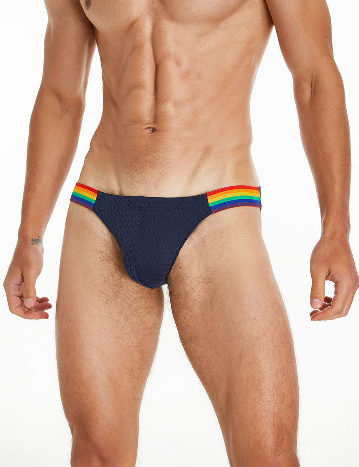 Low Rise Mesh Nylon Brief Regenbogen Pride Slip