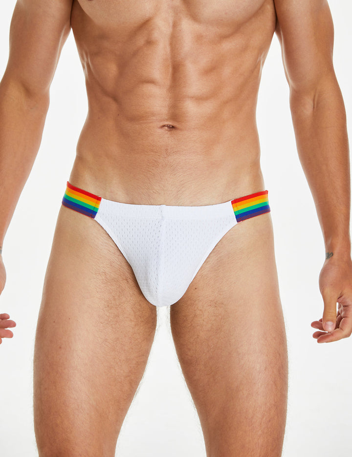 Low Rise Mesh Nylon Brief Regenbogen Pride Slip