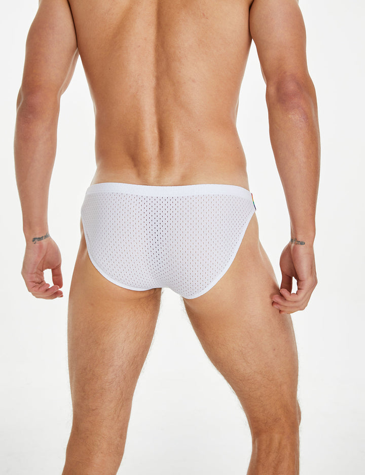 Low Rise Mesh Nylon Brief Regenbogen Pride Slip