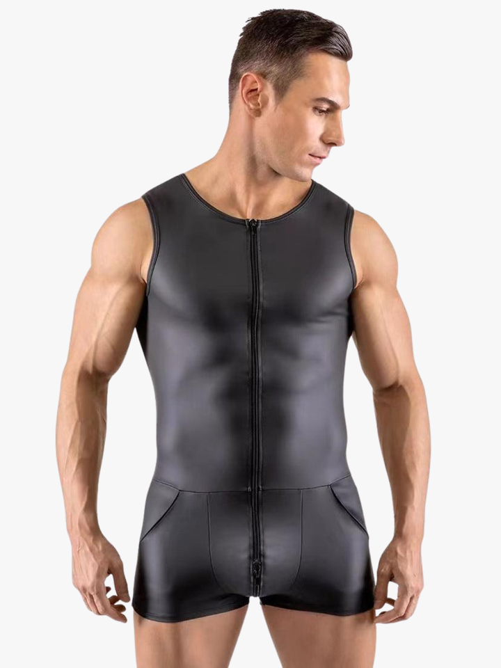 Lackleder Anzug Bodysuit mit Verschluss