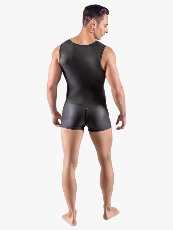 Lackleder Anzug Bodysuit mit Verschluss