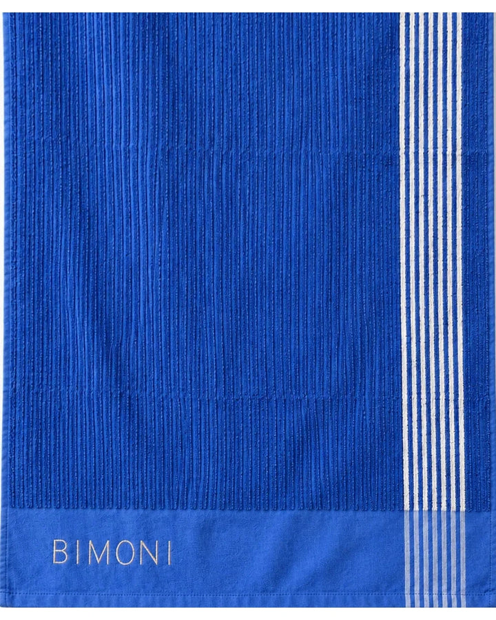 BIMONI serviette – Bleu – Broderie et texture du tissu